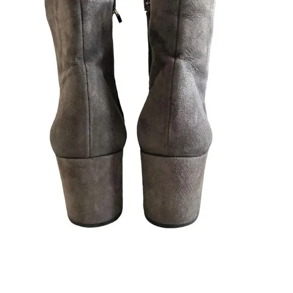 Vince Blakely Suede Block Heel Booties Gray Women's 7.5 Side Zip 2.5&quot; Heel