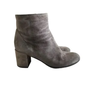 Vince Blakely Suede Block Heel Booties Gray Women's 7.5 Side Zip 2.5&quot; Heel
