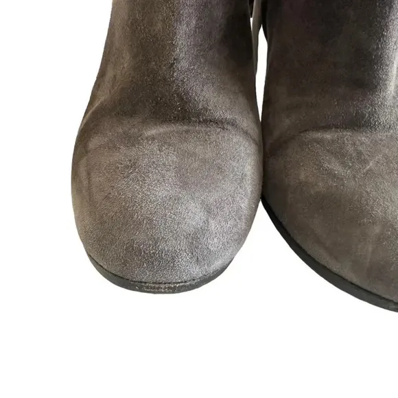 Vince Blakely Suede Block Heel Booties Gray Women's 7.5 Side Zip 2.5&quot; Heel