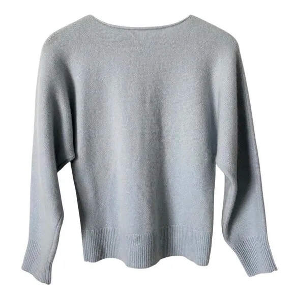 Vince Boat Neck Dolman Sleeve Cashmere Sweater Heather Glacier Size XXS