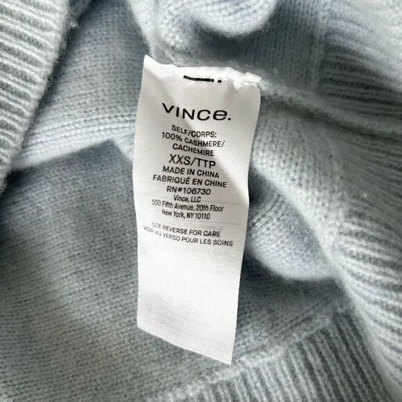 Vince Boat Neck Dolman Sleeve Cashmere Sweater Heather Glacier Size XXS
