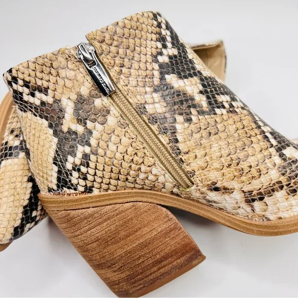Vince Camuto Grendan Tan Snakeskin Embossed Leather Western Blocked Heel Boots