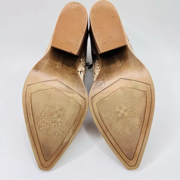 Vince Camuto Grendan Tan Snakeskin Embossed Leather Western Blocked Heel Boots