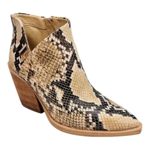 Vince Camuto Grendan Tan Snakeskin Embossed Leather Western Blocked Heel Boots