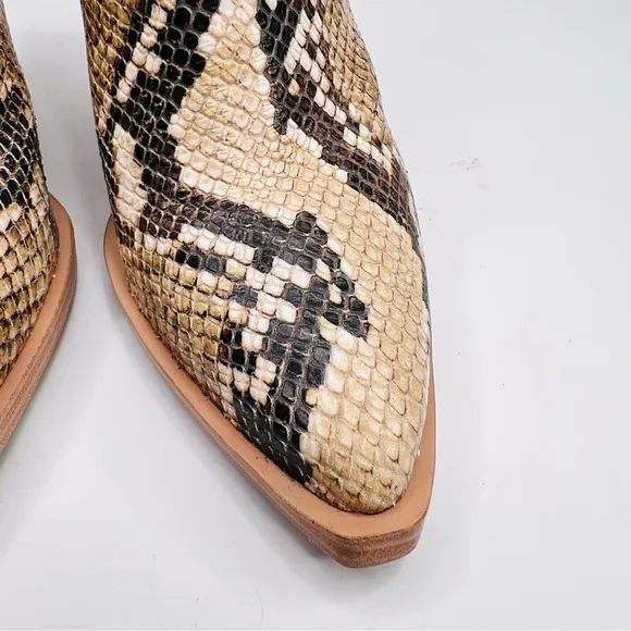 Vince Camuto Grendan Tan Snakeskin Embossed Leather Western Blocked Heel Boots