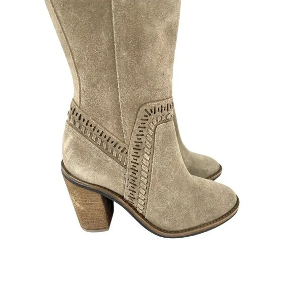 Vince Camuto Madolee Over The Knee Taupe Suede Leather Boots 5.5 New $239