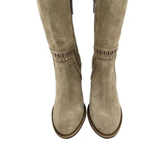 Vince Camuto Madolee Over The Knee Taupe Suede Leather Boots 5.5 New $239