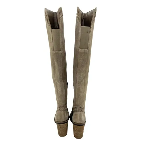 Vince Camuto Madolee Over The Knee Taupe Suede Leather Boots 5.5 New $239