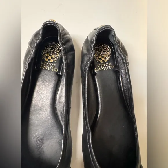 Vince Camuto Maysa Slip Black Ballet Flats with Bow Detail