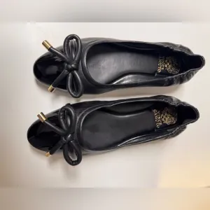 Vince Camuto Maysa Slip Black Ballet Flats with Bow Detail