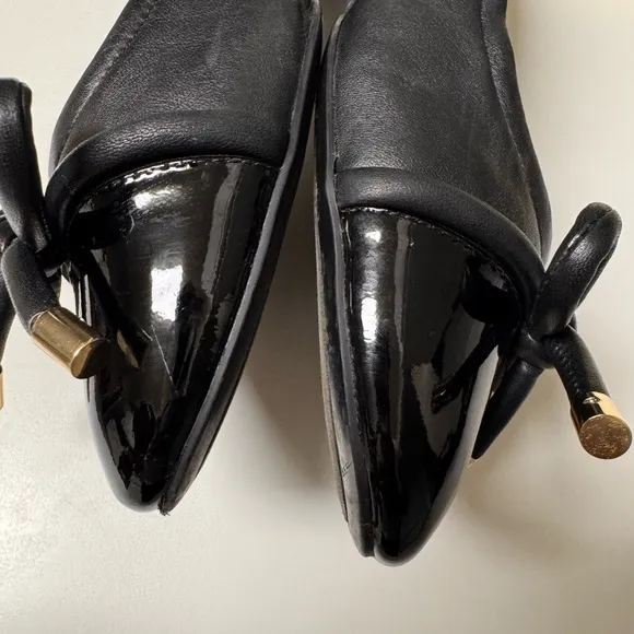 Vince Camuto Maysa Slip Black Ballet Flats with Bow Detail