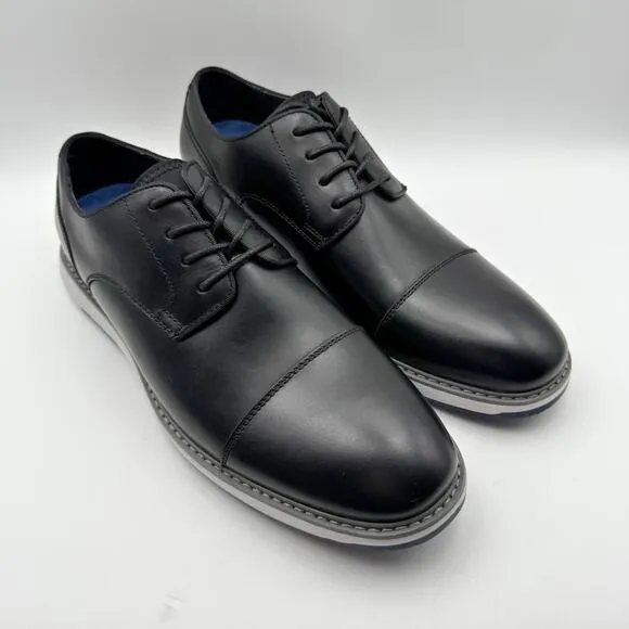 Vince Camuto Mens Stellen Derby Shoes US 11M Black Leather Cap Toe Comfort NIB