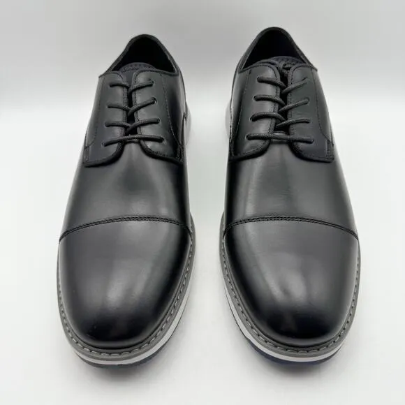 Vince Camuto Mens Stellen Derby Shoes US 11M Black Leather Cap Toe Comfort NIB