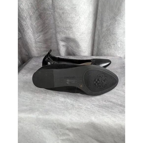Vince Camuto Womens Size 6 EU 36.5 Black Leather Round Toe Ballet Flats