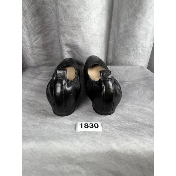 Vince Camuto Womens Size 6 EU 36.5 Black Leather Round Toe Ballet Flats