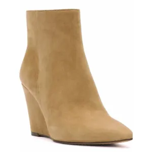 Vince Camuto Womens Tan Suede Teeray Side Zip Wedge Bootie Sz 7.5 NIB