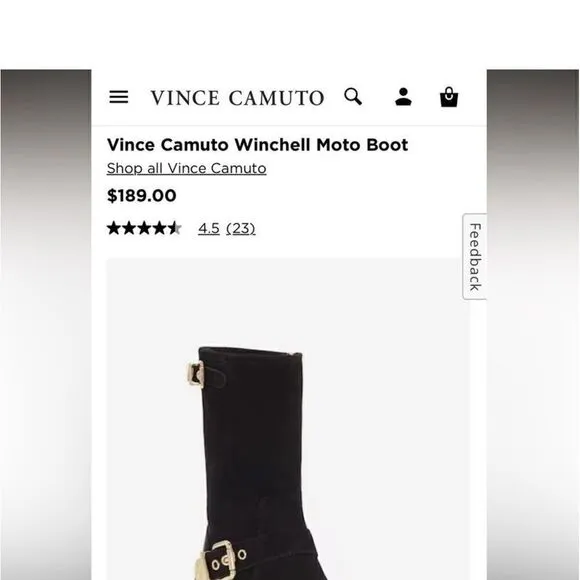 Vince Camuto Women’s Size 6 Winchell Moto Boots Black Leather Gold Hardware New