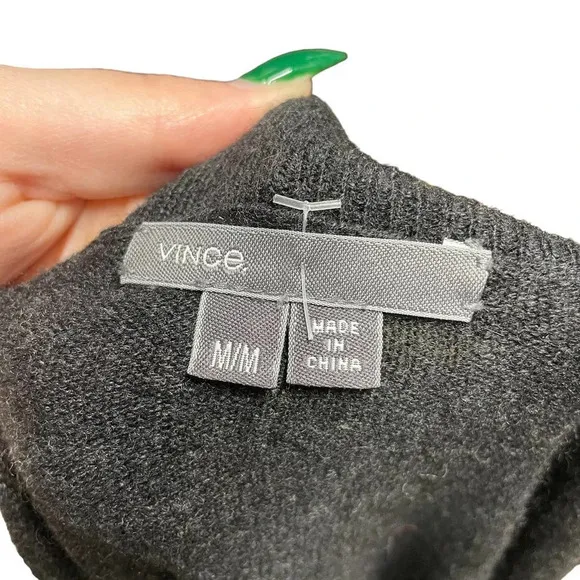Vince Charcoal Gray Boat Neck Side Slit Sweater Size Medium