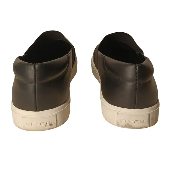VINCE. Corbin Leather Slip On Black Sneaker Shoes 9
