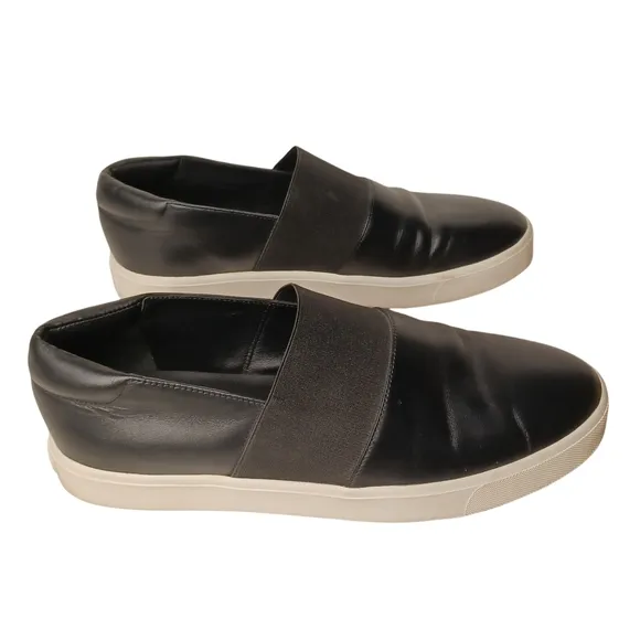 VINCE. Corbin Leather Slip On Black Sneaker Shoes 9