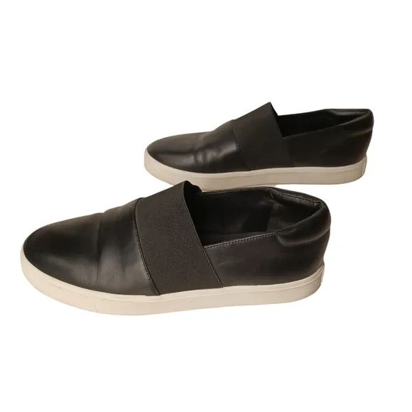 VINCE. Corbin Leather Slip On Black Sneaker Shoes 9