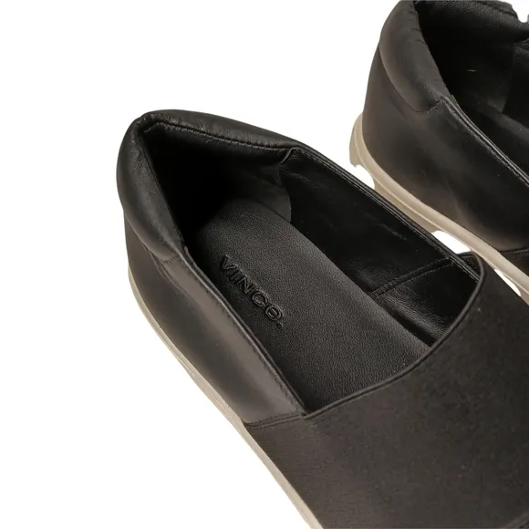 VINCE. Corbin Leather Slip On Black Sneaker Shoes 9