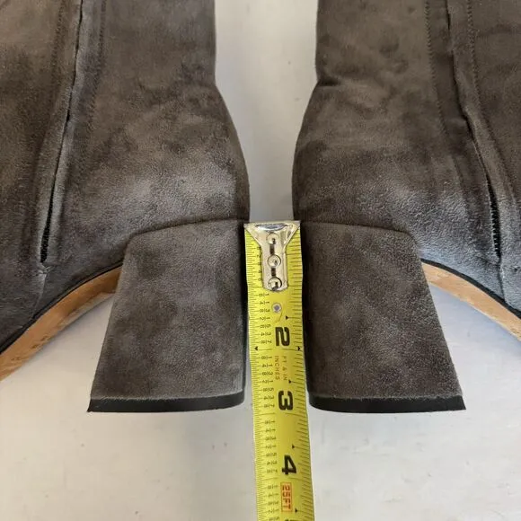 Vince Gray Suede Block Heel Ankle Boots Booties Side Zip Minimalist Women’s 6 M