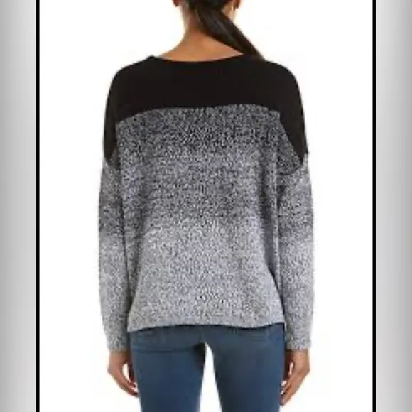 Vince Textured Ombré Pullover Sweater in Navy/White, Size Small