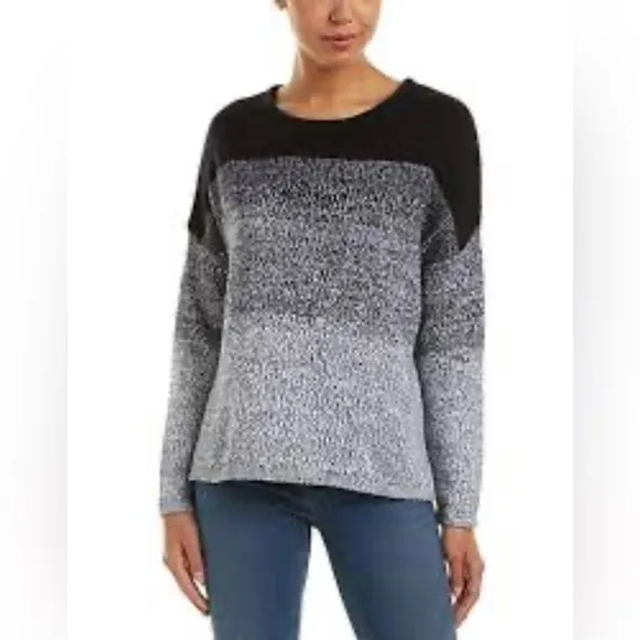 Vince Textured Ombré Pullover Sweater in Navy/White, Size Small