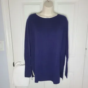 Vince women Boat Neck Sweater Pullover 100% Cashmere Royal Blue size M New