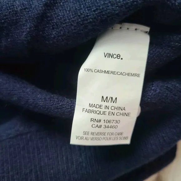Vince women Boat Neck Sweater Pullover 100% Cashmere Royal Blue size M New