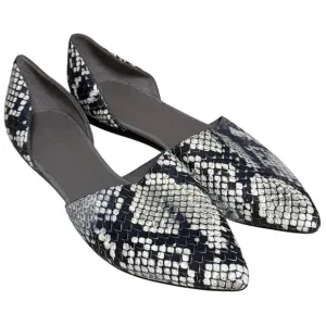 Vince Women Classic Leather Snake Skin Pointed Toe Flats Size 8