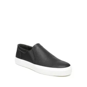 VINCE. Womens Black Fletcher Round Toe Slip On Leather Sneakers Shoes 10.5 M