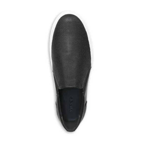 VINCE. Womens Black Fletcher Round Toe Slip On Leather Sneakers Shoes 10.5 M