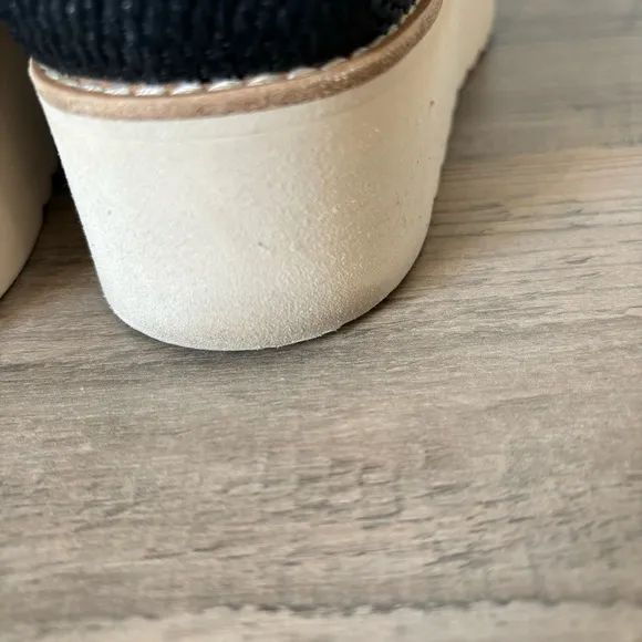 Vince Zina Raffia Woven Platform Derby Black Oxford Shoes Size 7