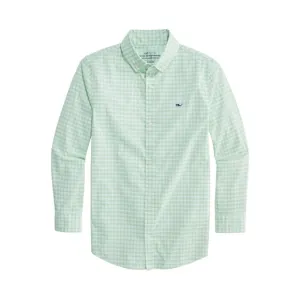 Vineyard Vines Classic Fit Green Gingham Tucker Yarn Shirt Button Up, Size 16