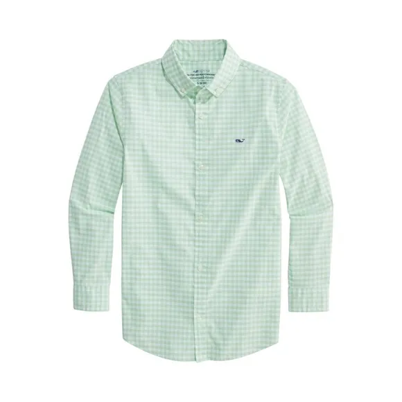 Vineyard Vines Classic Fit Green Gingham Tucker Yarn Shirt Button Up, Size 16
