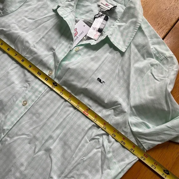 Vineyard Vines Classic Fit Green Gingham Tucker Yarn Shirt Button Up, Size 16