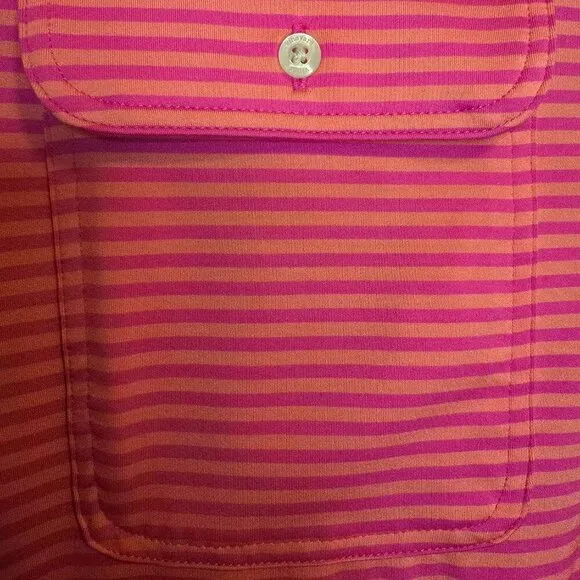 Vineyard Vines Pink &amp; Orange Striped Lightweight Sankaty Margo Shirt Dress