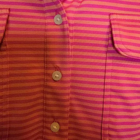 Vineyard Vines Pink &amp; Orange Striped Lightweight Sankaty Margo Shirt Dress