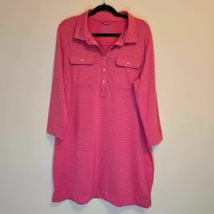 Vineyard Vines Pink &amp; Orange Striped Lightweight Sankaty Margo Shirt Dress