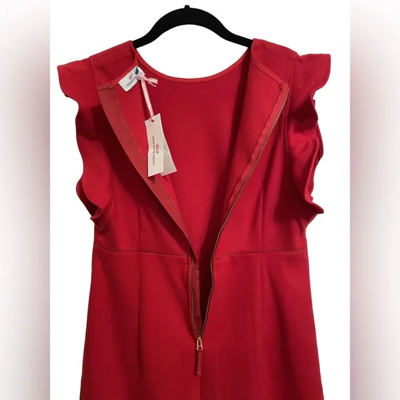 Vineyard Vines Red Ruffle Flutter Sleeve Mini Dress NWT