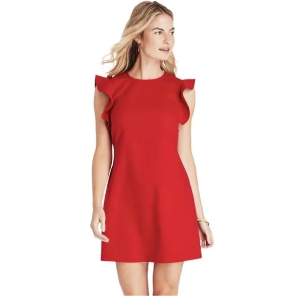 Vineyard Vines Red Ruffle Flutter Sleeve Mini Dress NWT