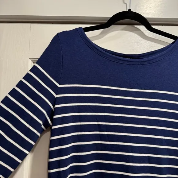 Vineyard Vines Striped Simple Boatneck Dress Deep Bay Blue XL Nautical Preppy