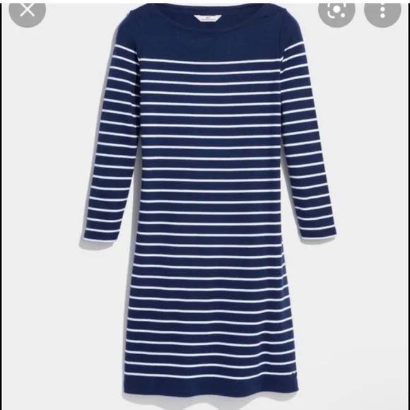 Vineyard Vines Striped Simple Boatneck Dress Deep Bay Blue XL Nautical Preppy