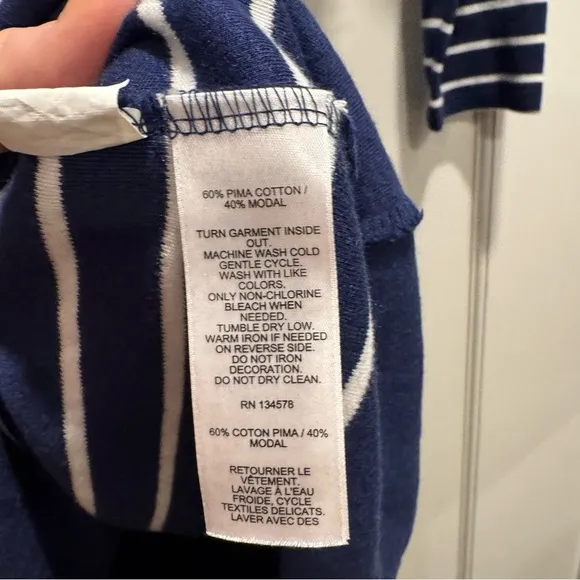 Vineyard Vines Striped Simple Boatneck Dress Deep Bay Blue XL Nautical Preppy