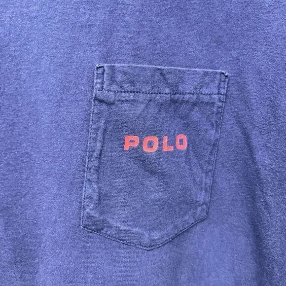 Vintage 90s Polo Ralph Lauren T-Shirt Sailing Boat Pocket Tee Single Stitch XL