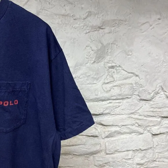 Vintage 90s Polo Ralph Lauren T-Shirt Sailing Boat Pocket Tee Single Stitch XL
