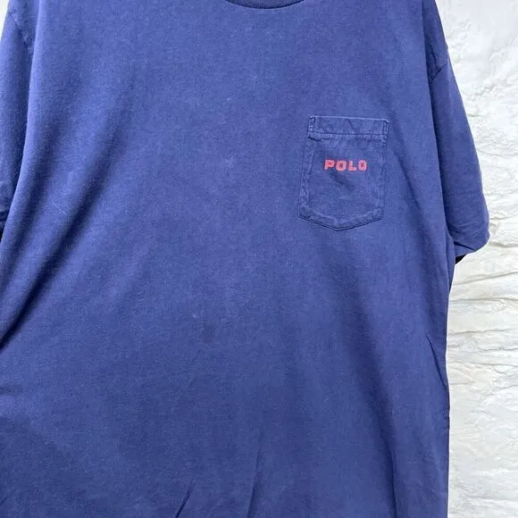 Vintage 90s Polo Ralph Lauren T-Shirt Sailing Boat Pocket Tee Single Stitch XL
