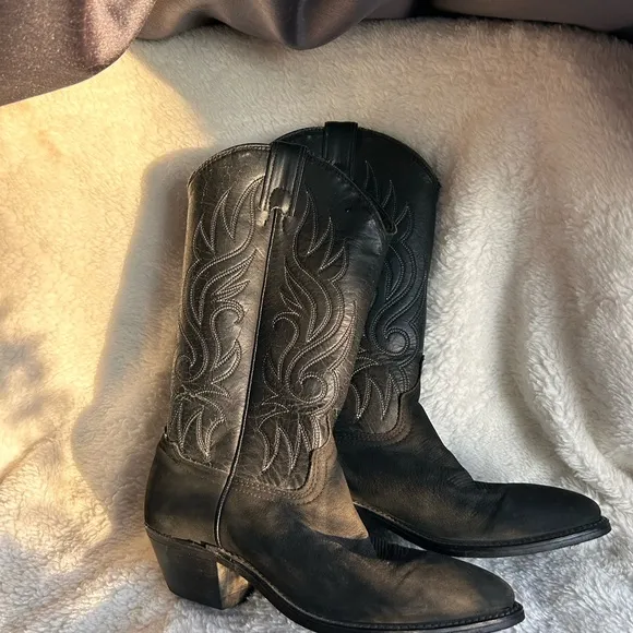 Vintage black Leather Cowboy Boots size 5 1/2